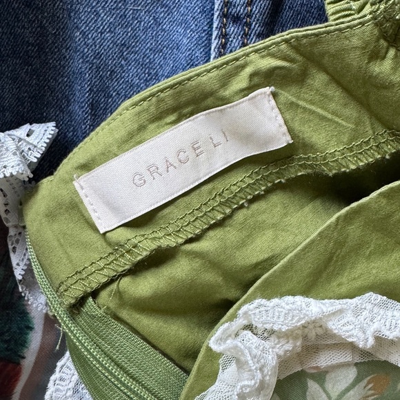 Grace Li Green and Denim Dress - Picture 5 of 5